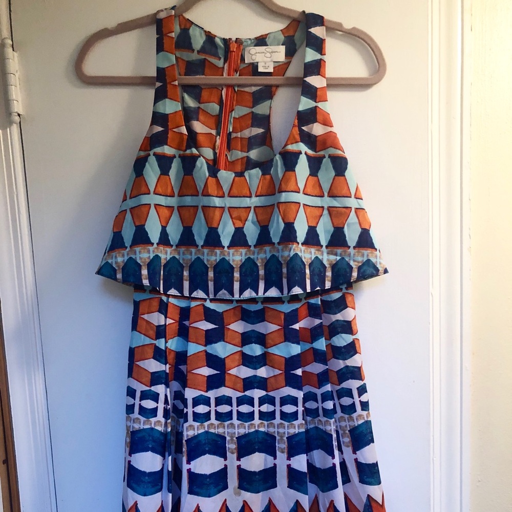 Jessica Simpson: Orange & Blue Summer Dress